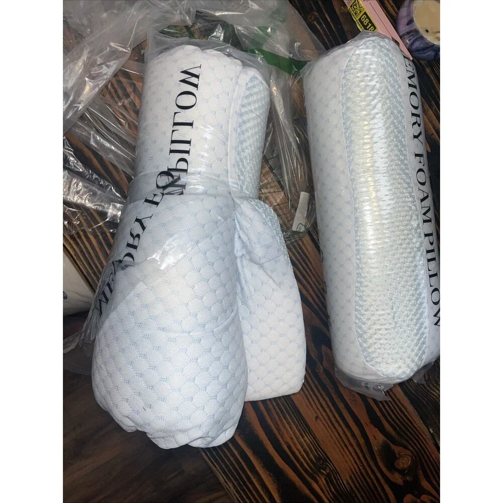 2 Pack Memory Foam Cooling Bed Pillows for Sleeping, Ergonomic